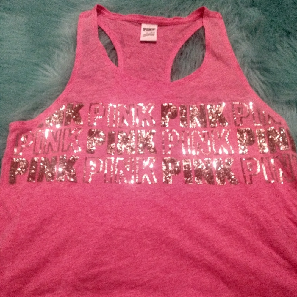 VS Pink hot pink sequin tank size medium